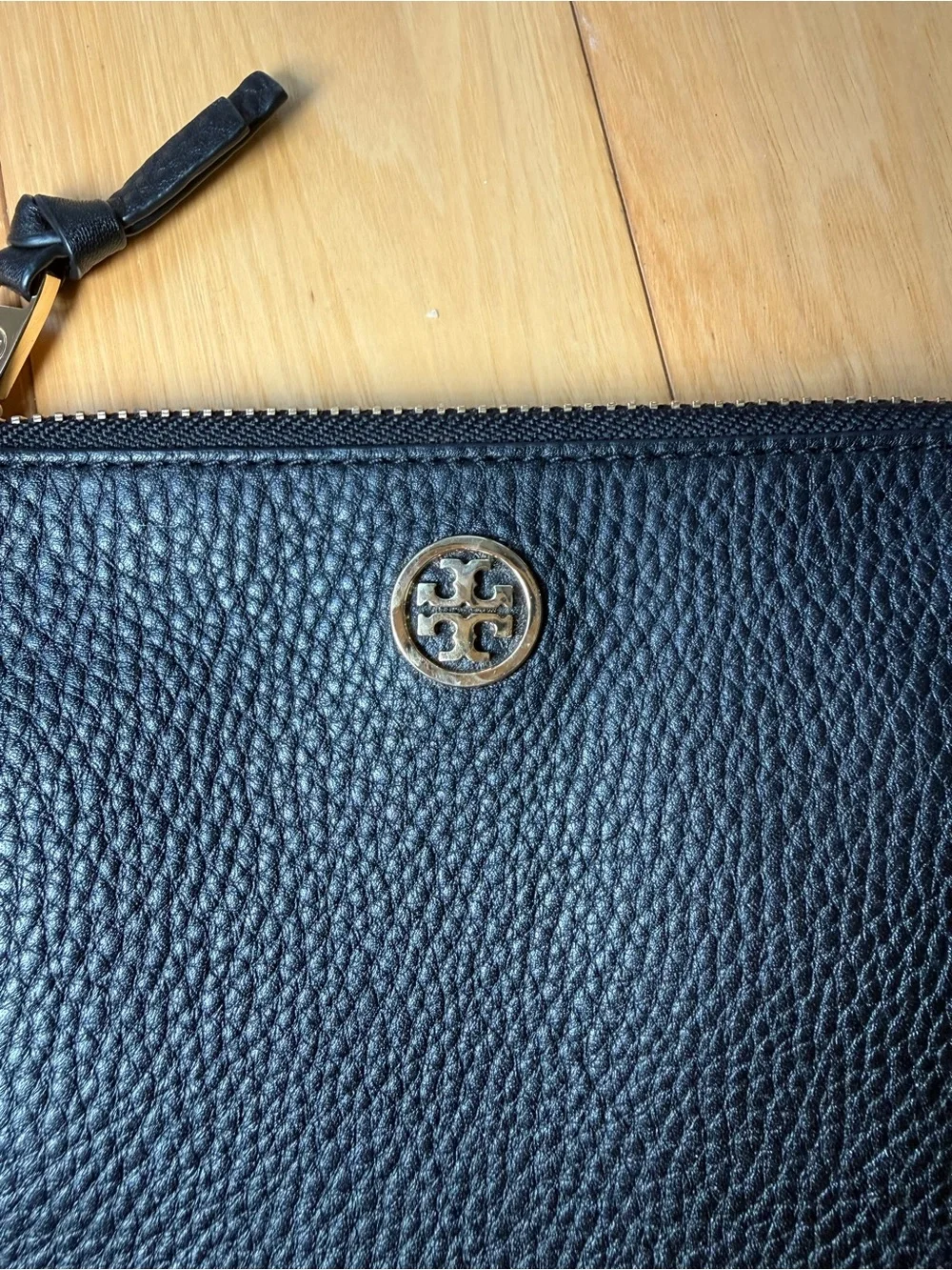 Tory Burch Black Pebbled Leather Wristlet